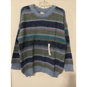 SO Womens Medium Striped Oversized Pullover Knitted Type Cozy Sweater NWT! A3504